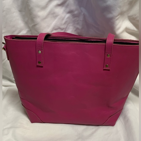 Denver Leather Craft Buffalo Leather Fuchsia Marilyn Tote Bag - Picture 9 of 16
